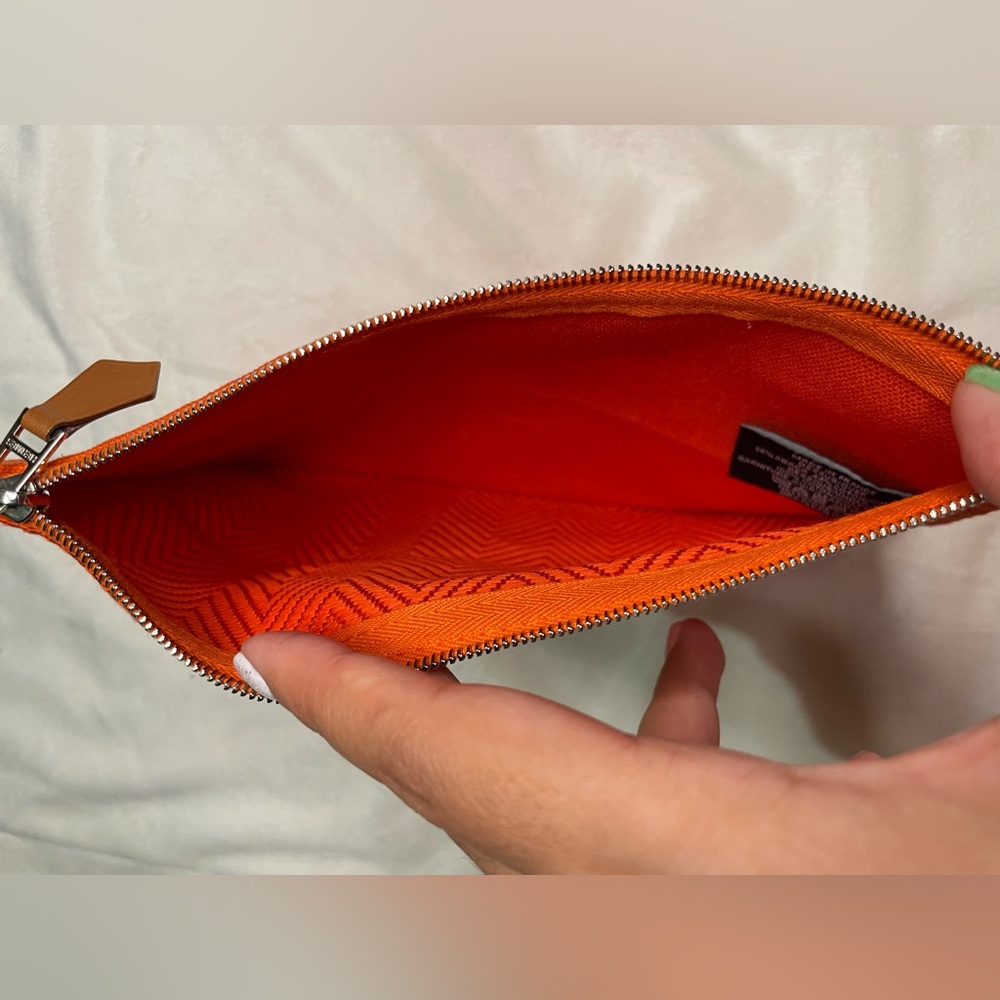 Hermes Orange Bain Flat Canvas Pouch 🧡 - Picture 8 of 13